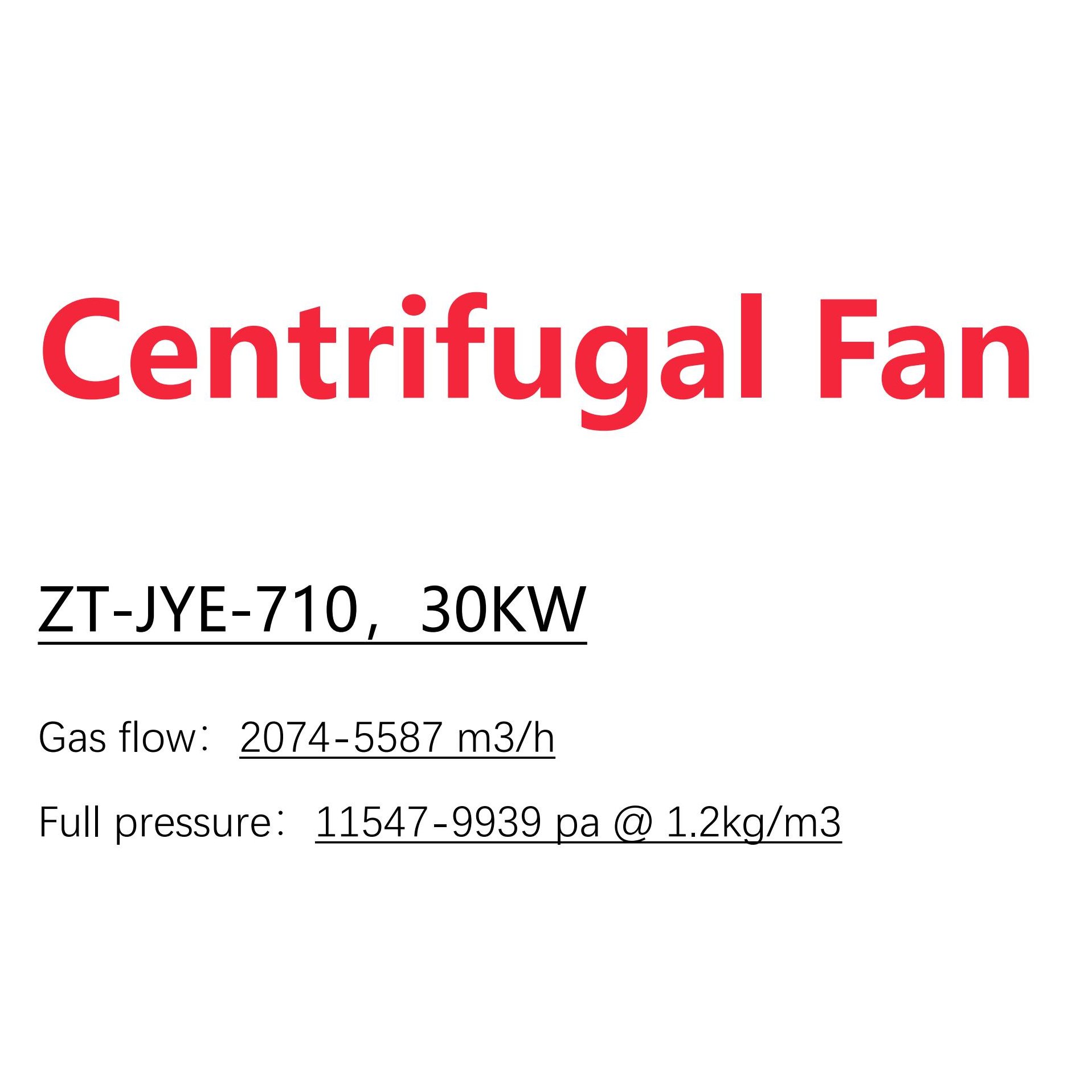 ZT-JYE-710(D)-30kw SUS304 Industrial Centrifugal Fan Small High Pressure Centrifugal Fan